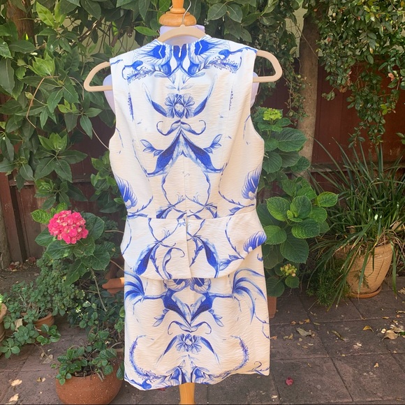 Spring Summer Dress Wedding Shower Keepsake The Label Dress White Blue Small - Picture 2 of 11